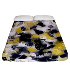 Black, Gray And Yellow Swirls Fitted Sheet (california King Size) by Khoncepts