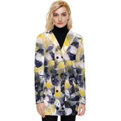 Black, Gray And Yellow Swirls Button Up Hooded Coat  by Khoncepts