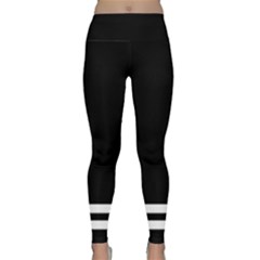 Two Lower Horizontal White Stripes On Black Lightweight Velour Classic Yoga Leggings by VernenInk