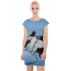 Christmas Cat Cap Sleeve Bodycon Dress by Blueketchupshop