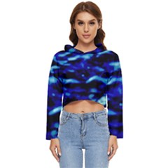 Blue Waves Abstract Series No8 Women s Lightweight Cropped Hoodie by DimitriosArt