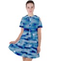 Blue Waves Abstract Series No5 Short Sleeve Shoulder Cut Out Dress  View1