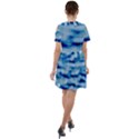 Blue Waves Abstract Series No5 Short Sleeve Shoulder Cut Out Dress  View2