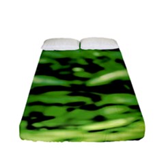 Green  Waves Abstract Series No11 Fitted Sheet (full/ Double Size) by DimitriosArt