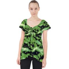 Green  Waves Abstract Series No11 Lace Front Dolly Top by DimitriosArt