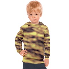 Yellow  Waves Abstract Series No10 Kids  Hooded Pullover by DimitriosArt