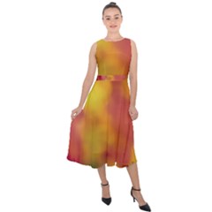 Flower Abstract Midi Tie-back Chiffon Dress by DimitriosArt