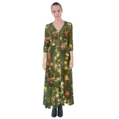 Christmas Tree Decoration Photo Button Up Maxi Dress by dflcprintsclothing