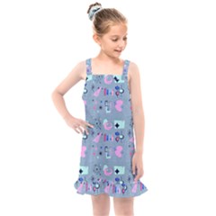 50s Diner Print Blue Kids  Overall Dress by NerdySparkleGoth