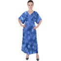 Light Reflections Abstract No5 Blue V-Neck Boho Style Maxi Dress View1