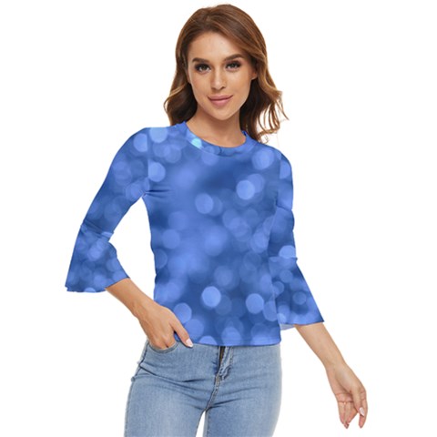 Light Reflections Abstract No5 Blue Bell Sleeve Top by DimitriosArt