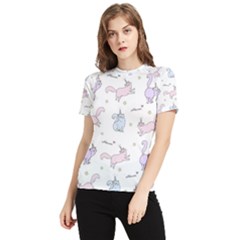 Unicorn Cats Pattern 2 Women s Short Sleeve Rash Guard by Littlebird