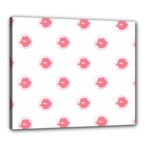 Lips Bubblegum Pattern Canvas 24  X 20  (stretched) by Littlebird