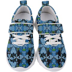 Rare Excotic Blue Flowers In The Forest Of Calm And Peace Kids  Velcro Strap Shoes by pepitasart