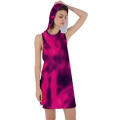 Purple Abstract Stars Racer Back Hoodie Dress by DimitriosArt