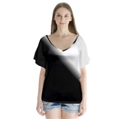 Gradient V-neck Flutter Sleeve Top by Sparkle