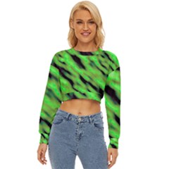 Green  Waves Abstract Series No7 Lightweight Long Sleeve Sweatshirt by DimitriosArt