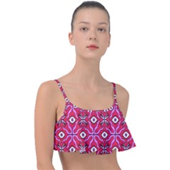 Abstract Illustration With Eyes Frill Bikini Top by SychEva