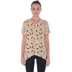 Festive Champagne Cut Out Side Drop Tee by SychEva