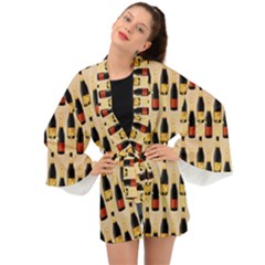 Champagne For The Holiday Long Sleeve Kimono by SychEva