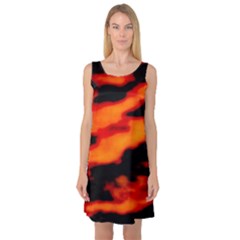 Red  Waves Abstract Series No13 Sleeveless Satin Nightdress by DimitriosArt