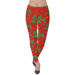 Christmas Trees Velvet Leggings by SychEva