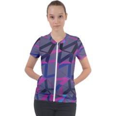 3d Lovely Geo Lines Short Sleeve Zip Up Jacket by Uniqued