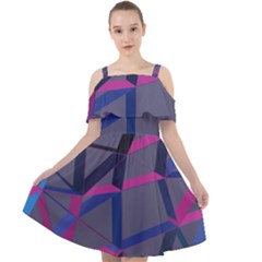 3d Lovely Geo Lines Cut Out Shoulders Chiffon Dress by Uniqued