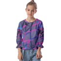 3d Lovely Geo Lines Kids  Cuff Sleeve Top View1