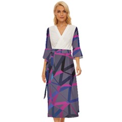 3d Lovely Geo Lines Midsummer Wrap Dress by Uniqued