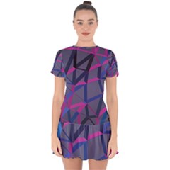 3d Lovely Geo Lines Drop Hem Mini Chiffon Dress by Uniqued