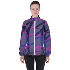 3d Lovely Geo Lines Women s High Neck Windbreaker by Uniqued