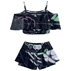 Digital Illusion Kids  Off Shoulder Skirt Bikini by Sparkle