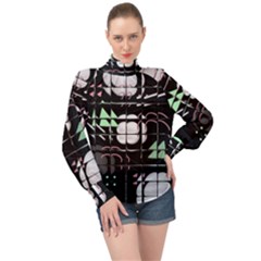Digital Illusion High Neck Long Sleeve Chiffon Top by Sparkle