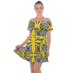 Abstract Pattern Geometric Backgrounds   Off Shoulder Velour Dress by Eskimos