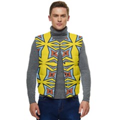 Abstract Pattern Geometric Backgrounds   Men s Short Button Up Puffer Vest	 by Eskimos