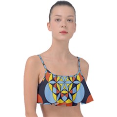 Abstract Pattern Geometric Backgrounds   Frill Bikini Top by Eskimos