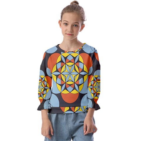 Abstract Pattern Geometric Backgrounds   Kids  Cuff Sleeve Top by Eskimos