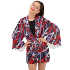 3d Lovely Geo Lines Vii Long Sleeve Kimono by Uniqued