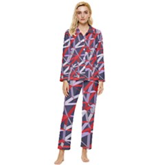 3d Lovely Geo Lines Vii Womens  Long Sleeve Velvet Pocket Pajamas Set by Uniqued