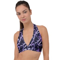 3d Lovely Geo Lines Vi Halter Plunge Bikini Top by Uniqued