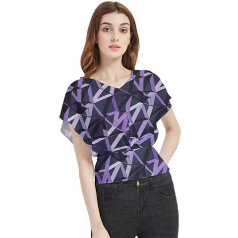 3d Lovely Geo Lines Vi Butterfly Chiffon Blouse by Uniqued