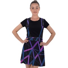 3d Lovely Geo Lines  V Velvet Suspender Skater Skirt by Uniqued