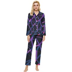 3d Lovely Geo Lines  V Womens  Long Sleeve Velvet Pocket Pajamas Set by Uniqued