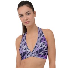 3d Lovely Geo Lines  Iv Halter Plunge Bikini Top by Uniqued