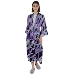 3d Lovely Geo Lines  Iv Maxi Satin Kimono by Uniqued