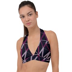 3d Lovely Geo Lines Iii Halter Plunge Bikini Top by Uniqued