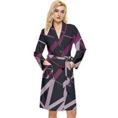 3d Lovely Geo Lines Iii Long Sleeve Velour Robe by Uniqued