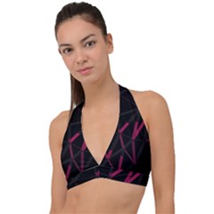 3d Lovely Geo Lines Viii Halter Plunge Bikini Top by Uniqued