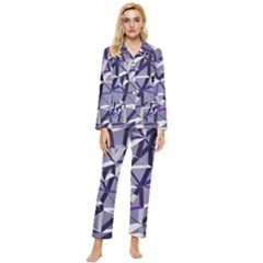 3d Lovely Geo Lines Ix Womens  Long Sleeve Velvet Pocket Pajamas Set by Uniqued